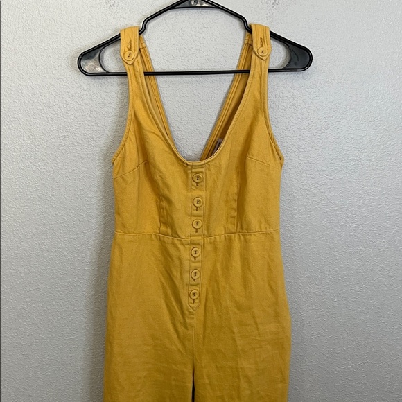 Urban Outfitters Pants - Urban Outfitters Denim Faux Button Front Jumpsuit Yellow Size XS